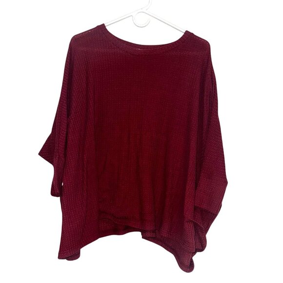 LA MIEL Tops - La Miel Burgundy Waffle Knit Oversized Top S